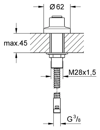 Шланговое подключение для установки на борт ванны Grohe хром 27151000