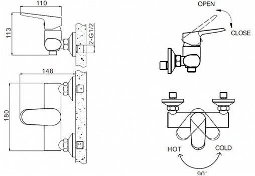 Смеситель для душа Bravat Pure хром F9105161C-01