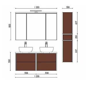 Тумба-умывальник подвесная Aquaton Брук 120 (60+60) дуб латте/белый, 3