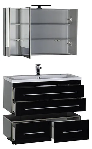 Шкаф-зеркало Aquanet Верона 100 чёрный 00175386