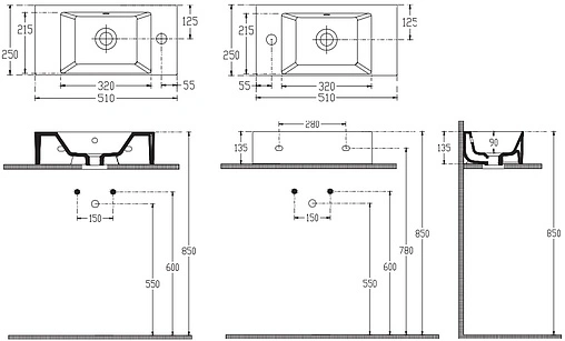 Тумба-умывальник подвесная ISVEA Pro 51 белый 21SFS001050I+10SF50051SV