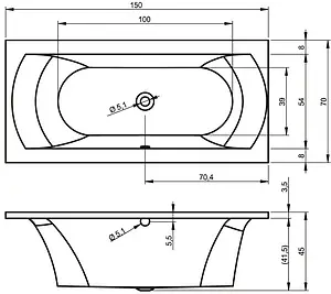 Ванна акриловая Riho Lima 150x70 B049001005, 2