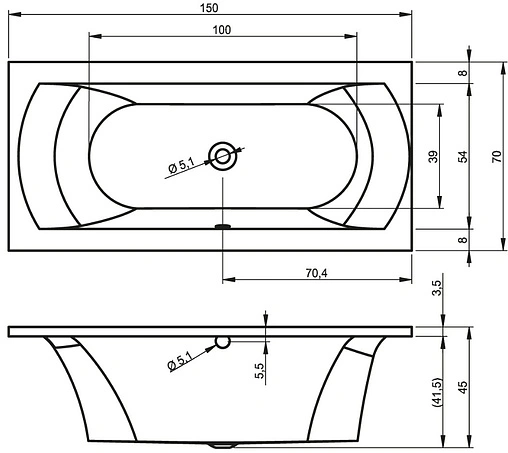 Ванна акриловая Riho Lima 150x70 B049001005