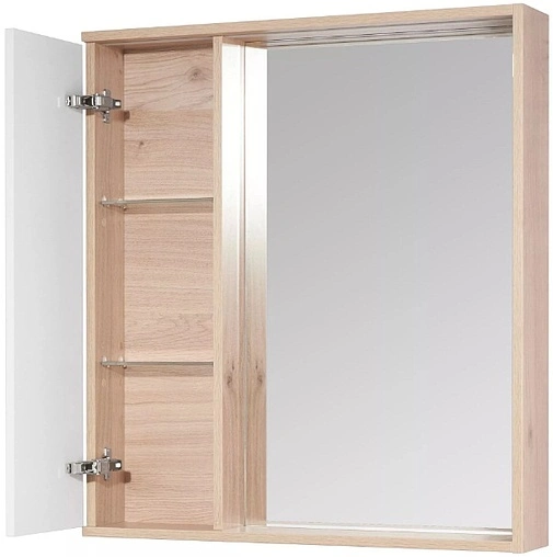 Шкаф-зеркало Aquaton Бостон 75 L дуб эврика/белый 1A240302BN010