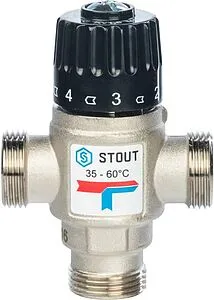 Трехходовой термостатический смесительный клапан ¾&quot; +35...+60°С Kvs 1.6 Stout SVM-0020-166020, 3