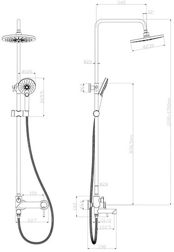 Душевая система со смесителем для ванны Lemark Minima хром LM3862C