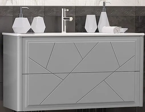 Тумба-умывальник подвесной Opadiris Луиджи 90 серый матовый 00-00005940+050400-u-01