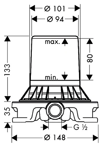 Скрытая часть напольного смесителя для ванны AXOR Starck 10452180 Скрытая часть напольного смесителя для ванны AXOR Starck 10452180
