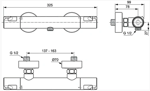 Термостат для душа Ideal Standard Ceratherm T50 хром A7214AA
