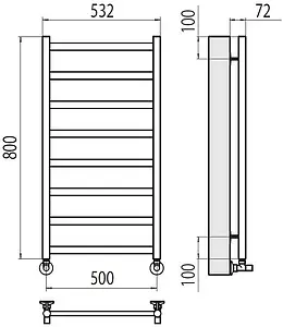 Полотенцесушитель водяной лесенка Terminus Аврора П8 500х800 полированная сталь 4670078529947 Полотенцесушитель водяной лесенка Terminus Аврора П8 500х800 полированная сталь 4670078529947, 2