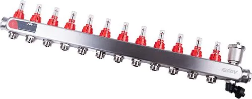 Группа коллекторная с расходомерами 12 отводов 1&quot;в/в x ¾&quot;ек FDV S1103C-2/12