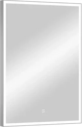 Зеркало с подсветкой Continent Life Led 50x70 с часами, с подогревом серый