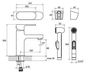 Смеситель для раковины с гигиеническим душем Ravak Chrome хром X070092 Смеситель для раковины с гигиеническим душем Ravak Chrome хром X070092, 2