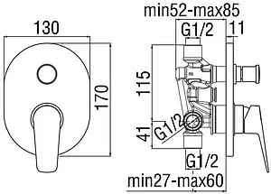Смеситель для ванны скрытого монтажа Nobili Sky хром SY97100CR, 2