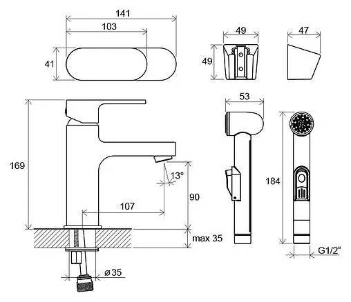 Смеситель для раковины с гигиеническим душем Ravak Chrome хром X070092 Смеситель для раковины с гигиеническим душем Ravak Chrome хром X070092