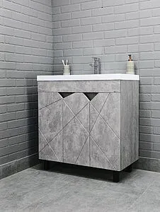 Тумба под умывальник напольная Домино Vector 80 метрополитан грей/бетон серый DV6614T, 3