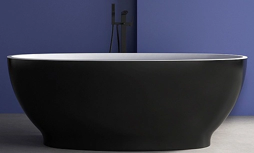 Ванна акриловая отдельностоящая Abber 165x80 белый/панель Black matte AB9207MB