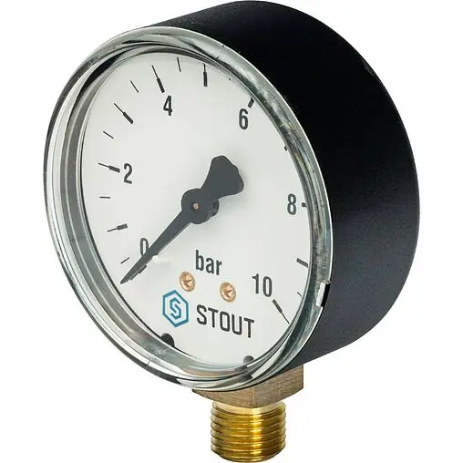 Манометр радиальный Stout 63мм 10 бар ¼&quot; SIM-0010-631008