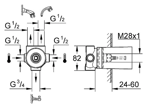 Скрытая часть переключающего вентиля Grohe 29708000