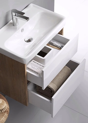 Тумба-умывальник подвесная Aqwella City 60 белый/дуб балтийский CI0106DB+S-UM-MOD60SL/1