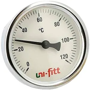 Термометр биметаллический Uni-fitt 80мм 120°С гильза 50мм ½&quot; 321D4242, 1