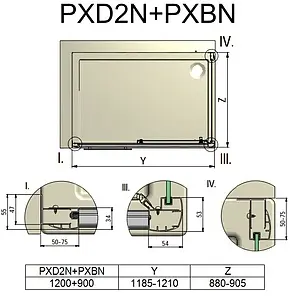 Душевое ограждение 1200x900мм прозрачное стекло Roltechnik Proxima Line PXD2N+PXBN/1200*900 526-1200000-00-02+527-9000000-00-02 Душевое ограждение 1200x900мм прозрачное стекло Roltechnik Proxima Line PXD2N+PXBN/1200*900 526-1200000-00-02+527-9000000-00-02, 2