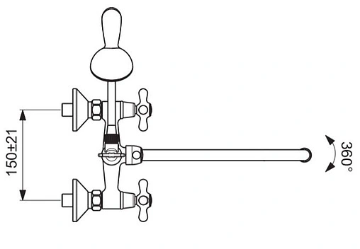 Смеситель для ванны с длинным изливом Vidima Retro хром BA348AA Смеситель для ванны с длинным изливом Vidima Retro хром BA348AA