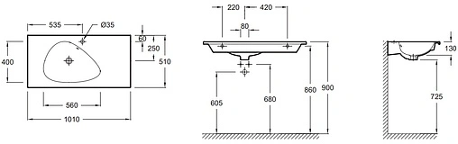 Раковина Jacob Delafon Nouvelle Vague 101 белый EXAQ112-00