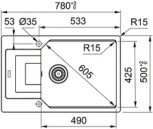 Мойка кухонная Franke Urban UBG 611-78L миндаль 114.0595.290 Мойка кухонная Franke Urban UBG 611-78L миндаль 114.0595.290, 2