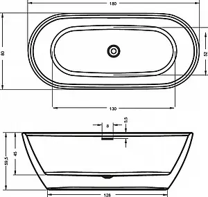 Ванна акриловая отдельностоящая Riho INSPIRE 180x80 B085001005, 3