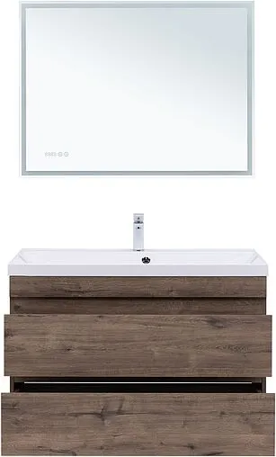 Тумба под умывальник подвесная Aquanet Нота New 100 дуб веллингтон/табак 00334194