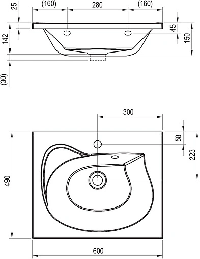 Раковина Ravak Rosa II 60 белый XJ201160000 Раковина Ravak Rosa II 60 белый XJ201160000