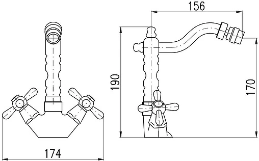 Смеситель для биде Rav Slezak Morava retro бронза MK120.5/9SM