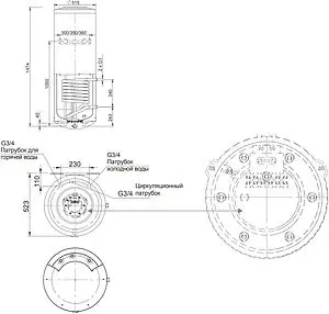 Бойлер комбинированного нагрева Stout (200 л, 24 кВт) SWH-1210-000200 Бойлер комбинированного нагрева Stout (200 л, 24 кВт) SWH-1210-000200, 2