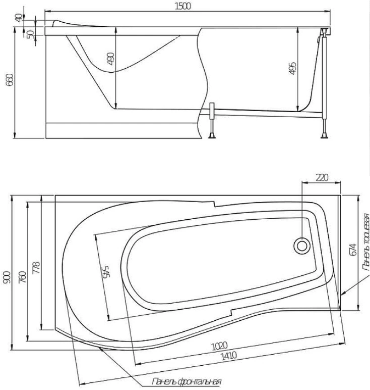 Ванна акриловая Alex Baitler Orta 150х90 L