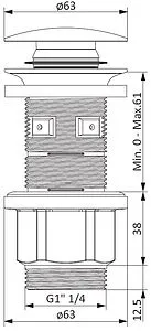 Выпуск автоматический для раковины Damixa Option чёрный матовый 210600300 Выпуск автоматический для раковины Damixa Option чёрный матовый 210600300, 2