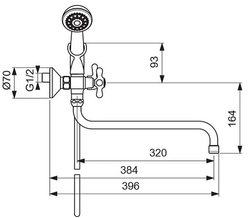 Смеситель для ванны с длинным изливом Vidima Retro хром BA348AA Смеситель для ванны с длинным изливом Vidima Retro хром BA348AA
