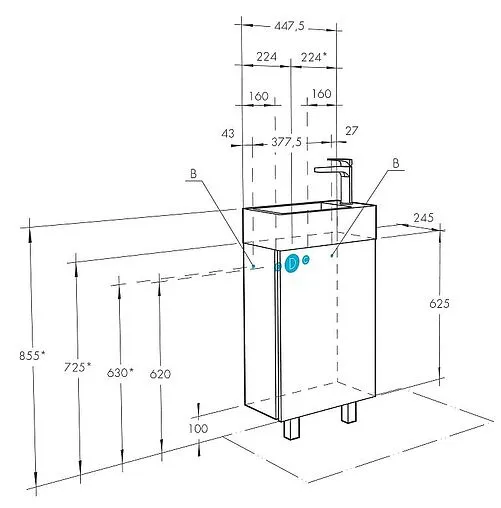 Тумба под умывальник напольная Aquaton Эмма 45 дуб наварра/белый 1A221601EAD80