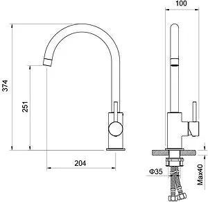 Смеситель для кухни Aquatek Европа чёрный матовый AQ1382MB Смеситель для кухни Aquatek Европа чёрный матовый AQ1382MB, 2