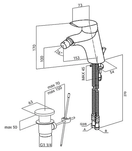 Смеситель для биде Am.Pm Bliss L хром F5383100 Смеситель для биде Am.Pm Bliss L хром F5383100