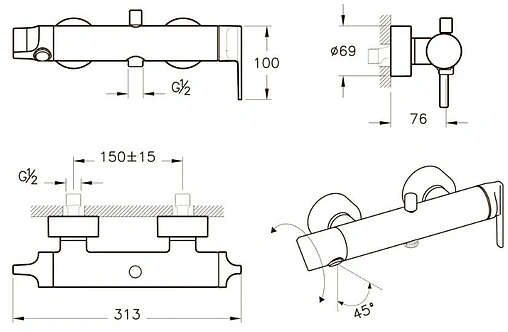 Смеситель для ванны VitrA Suit хром A42488EXP