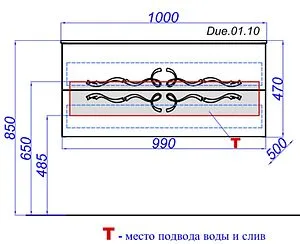 Тумба под умывальник подвесная Clarberg Due Amanti Т10/W белый DUE0110W Тумба под умывальник подвесная Clarberg Due Amanti Т10/W белый DUE0110W, 2