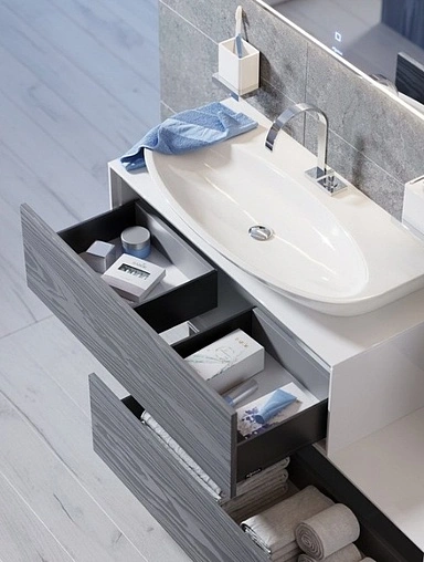 Тумба-умывальник подвесная Aqwella Genesis 120 миллениум серый/белый GEN0112MG+Esc.09.04.D