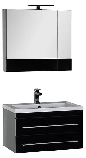 Шкаф-зеркало Aquanet Верона 75 L чёрный 00175385