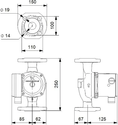 Насос циркуляционный Grundfos UPS 40-50 F 250 95906420