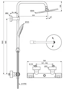 Душевая система с термостатом для душа Ideal Standard Ceratherm T100 хром A7241AA Душевая система с термостатом для душа Ideal Standard Ceratherm T100 хром A7241AA, 2