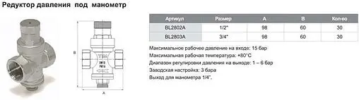Редуктор давления поршневой ¾&quot; TIM BL2803A