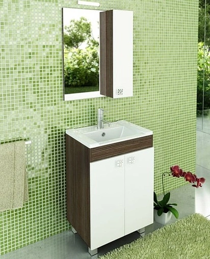 Тумба-умывальник напольная Comforty Рио 60 белый/дуб солсбери