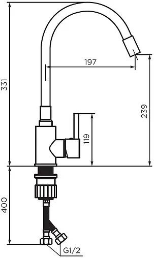 Смеситель для кухни с гибким изливом Dorff Logic хром/чёрный D3007622 Смеситель для кухни с гибким изливом Dorff Logic хром/чёрный D3007622
