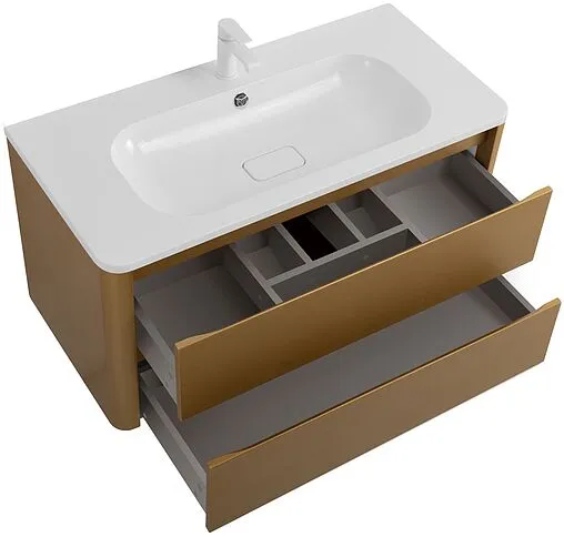 Тумба под умывальник подвесная Cezares Relax 100 брашированное золото RELAX-1000-2C-SO-BORO-P